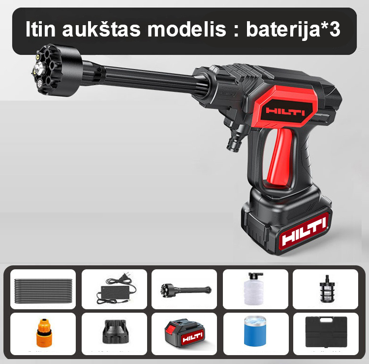 【HILTI super aukšto slėgio plovimo modelis】 4800 W didelės galios / 96 V baterija / 0-40 m vandens purškimo atstumas: gali būti naudojamas iki 15 valandų po įkrovimo / valymo rinkinio / ličio akumuliatoriaus *3